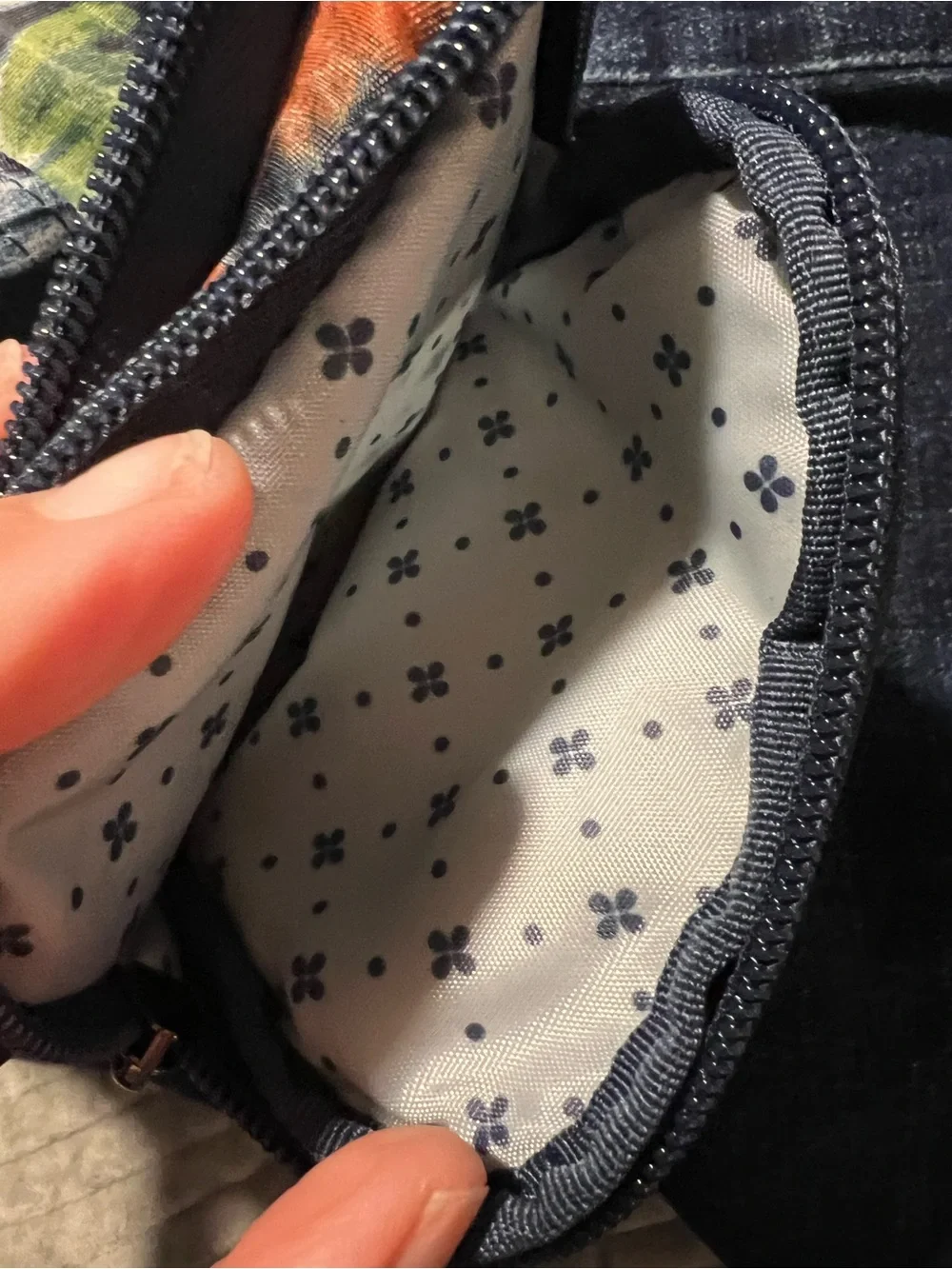 lug Quilted Floral Cosmetic Pouchs (2)in Black with Orange, Purple and Green